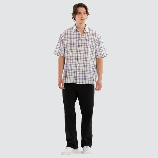 Dimension Boxy Shirt Natural White Check