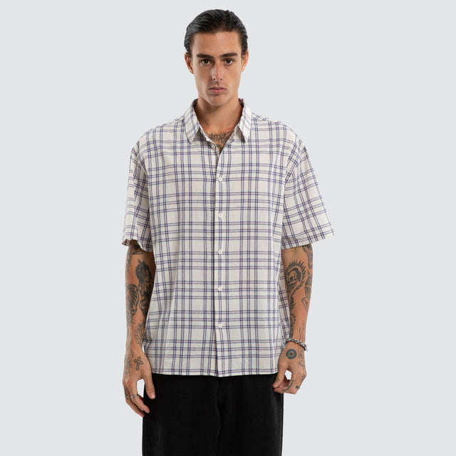 Dimension Boxy Shirt Natural White Check