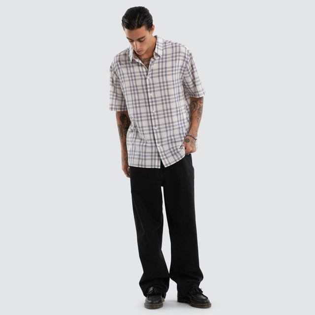 Dimension Boxy Shirt Natural White Check