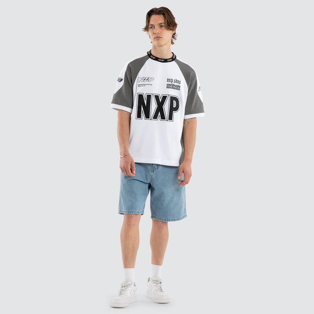 Legend Loopback Oversized Tee White / Charcoal