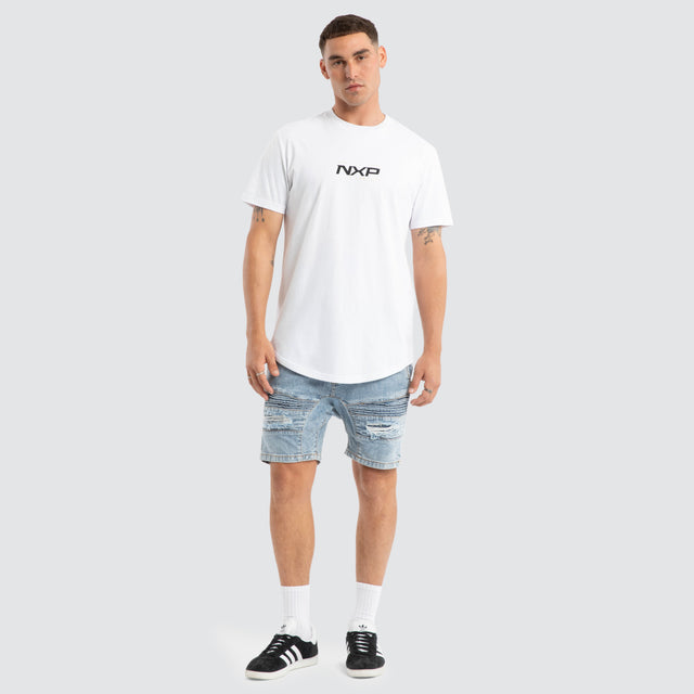 Deliberate Dual Curved Tee White