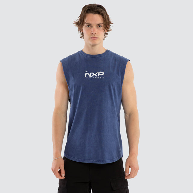 Deliberate Dual Curved Muscle Acid Wash Mazarine Blue