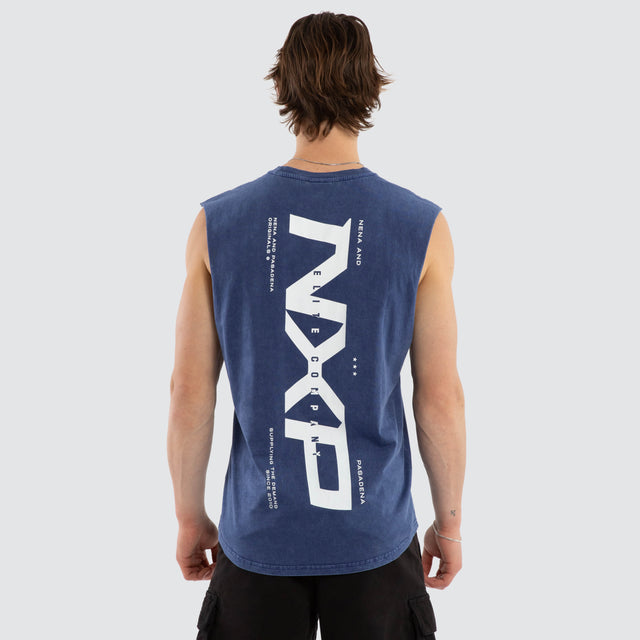 Deliberate Dual Curved Muscle Acid Wash Mazarine Blue