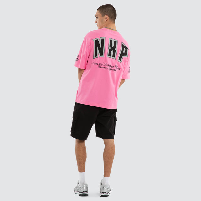 Model wears Figures Oversized Tee Pink T-Shirts in Pink - Image 2