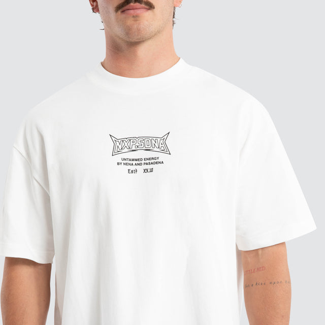 Model wears Grand Raptor Tee Natural White T-Shirts White – image 3