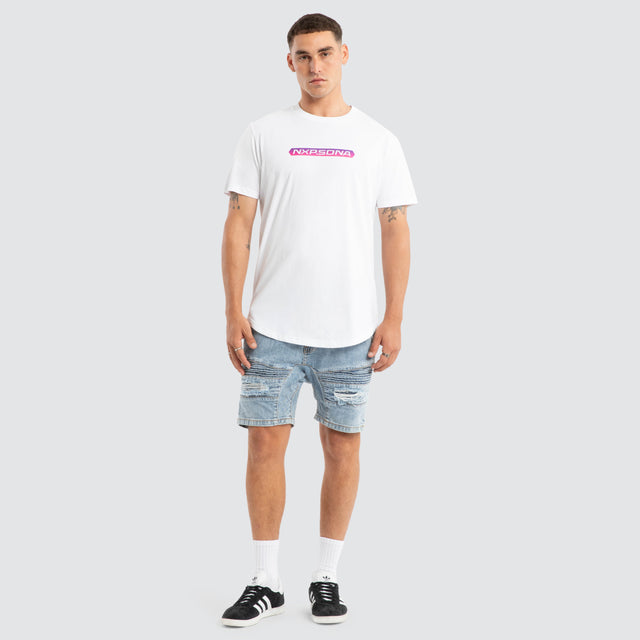 Model wears Score Dual Curved Tee White T-Shirts White – image 5