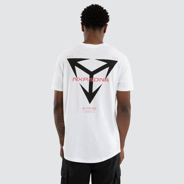 Model wears Finest Dual Curved Tee White T-Shirts White – image 1