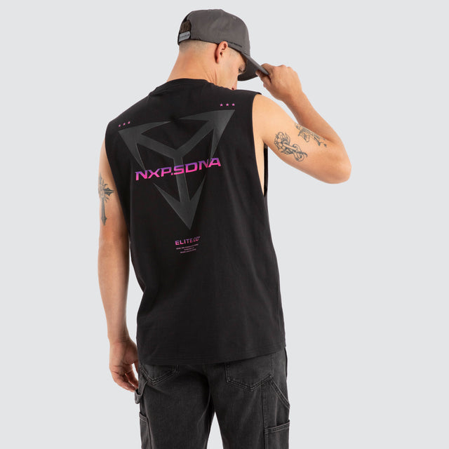 Model wears Finest Relaxed Muscle Jet Black Muscle Tees Black – image 4