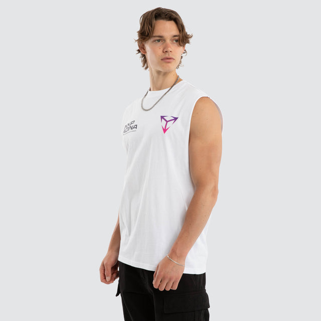 Model wears Finest Relaxed Muscle White Muscle Tees White – image 3