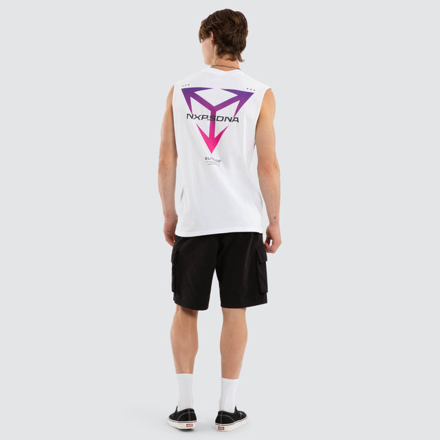 Model wears Finest Relaxed Muscle White Muscle Tees White – image 5