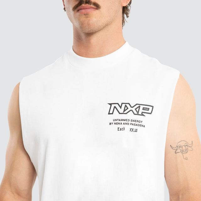Model wears Champion Raptor Muscle White Muscle Tees White – image 3
