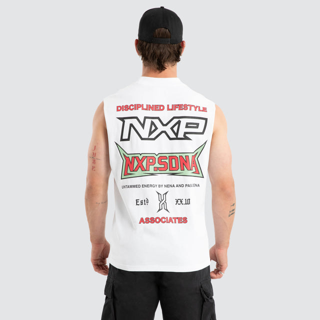 Model wears Champion Raptor Muscle White Muscle Tees White – image 1