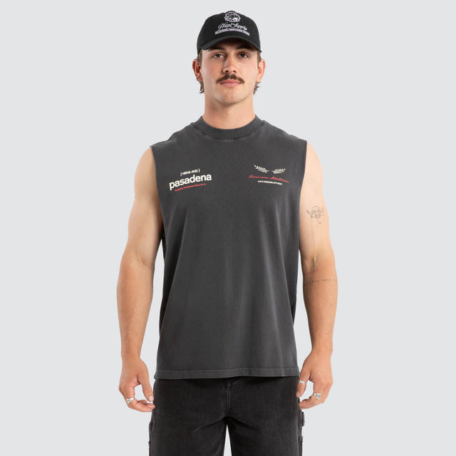 Model wears Anomaly Raptor Muscle Pigment Jet Black Muscle Tees Black – image 1