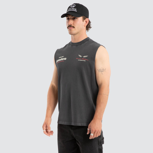 Model wears Anomaly Raptor Muscle Pigment Jet Black Muscle Tees Black – image 2