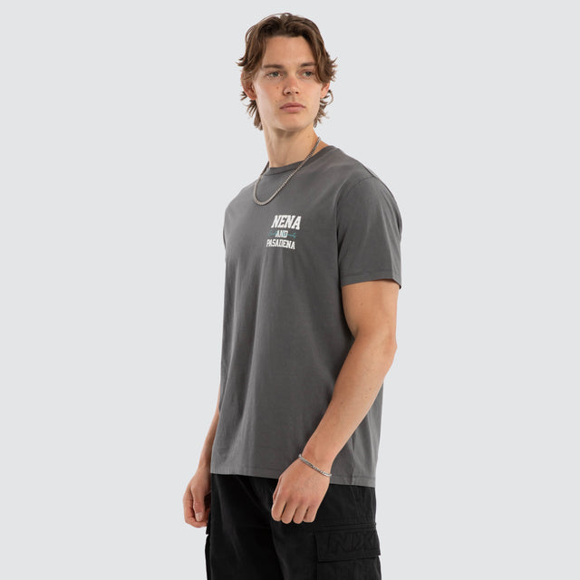 Model wears Dreamers Standard Tee Pigment Charcoal T-Shirts Grey – image 3