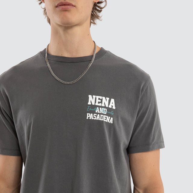 Model wears Dreamers Standard Tee Pigment Charcoal T-Shirts Grey – image 4