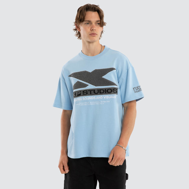 Model wears Exile Loopback Raptor Tee Dutch Canal T-Shirts Black – image 1
