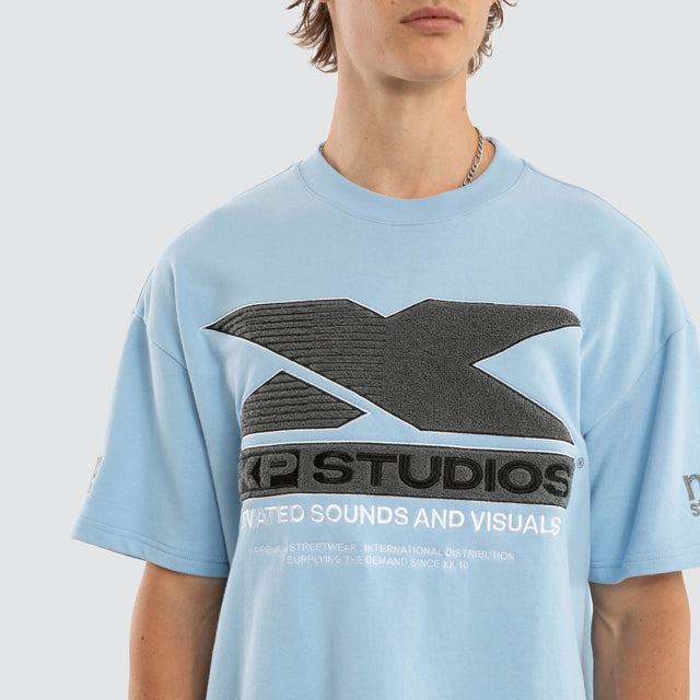 Model wears Exile Loopback Raptor Tee Dutch Canal T-Shirts Black – image 4