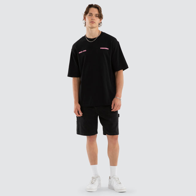 Model wears Mystic Oversized Tee Jet Black T-Shirts Black – image 5