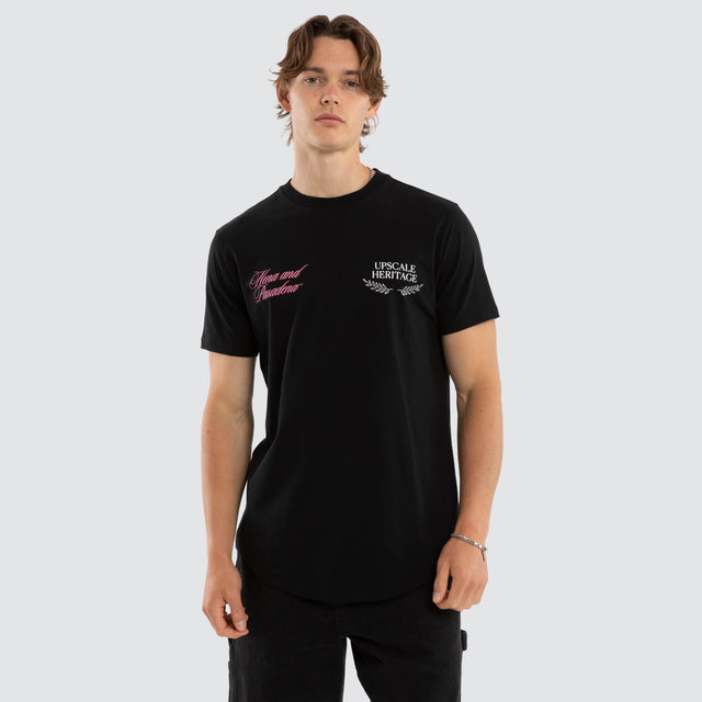 Model wears Impact Dual Curved Tee Jet Black T-Shirts Black – image 3