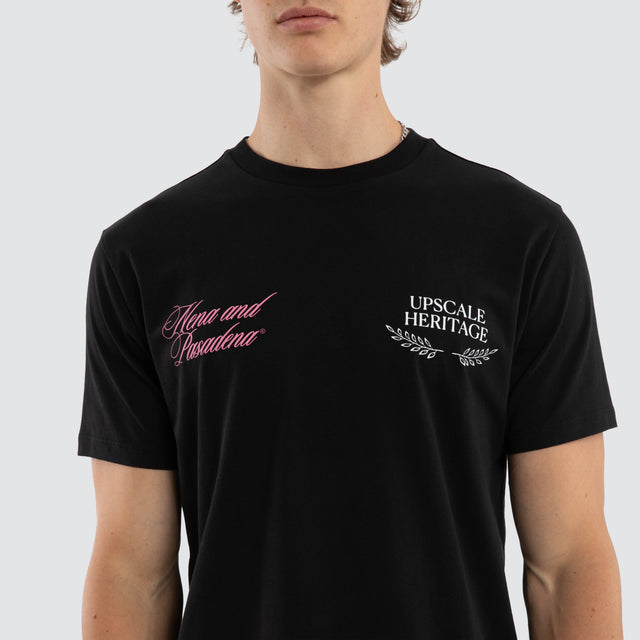 Model wears Impact Dual Curved Tee Jet Black T-Shirts Black – image 4