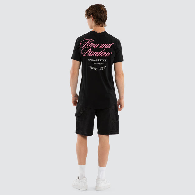 Model wears Impact Dual Curved Tee Jet Black T-Shirts Black – image 5