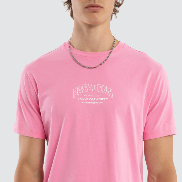 Model wears Pioneer Dual Curved Tee Pink T-Shirts Pink – image 4