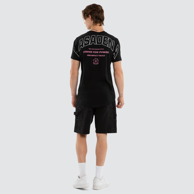 Model wears Chronicle Dual Curved Tee Jet Black T-Shirts Black – image 5