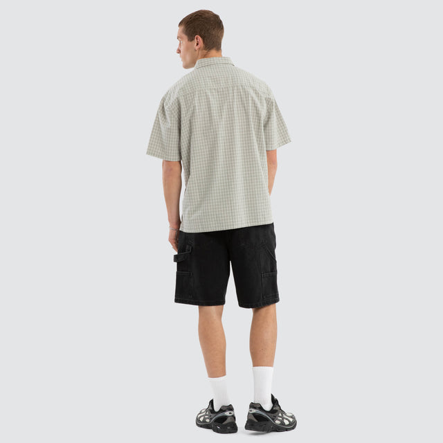 Model wears Baseline Button Up SS Shirt Grey Check Short Sleeve Shirts Grey – image 2