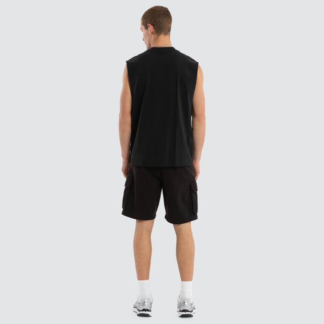 Model wears Session Street Muscle Anthracite Black Muscle Tees Black – image 2