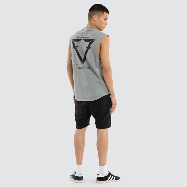 Model wears Cordier Dual Curved Muscle Neutral Grey Muscle Tees Grey – image 2