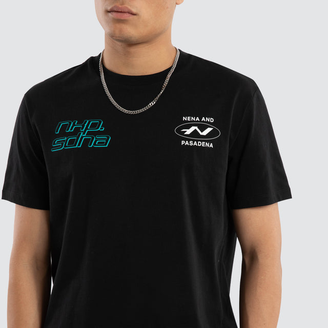 Model wears Independent Dual Curved Tee Jet Black T-Shirts Black – image 3