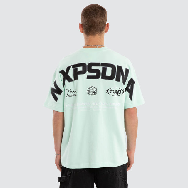 Model wears Airflow Loopback Raptor Tee Brook Green T-Shirts Green – image 1