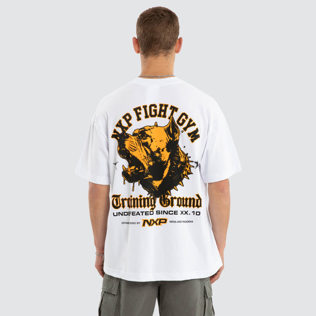 Model wears Beast Mode Raptor Tee Optical White T-Shirts in White - Image 2