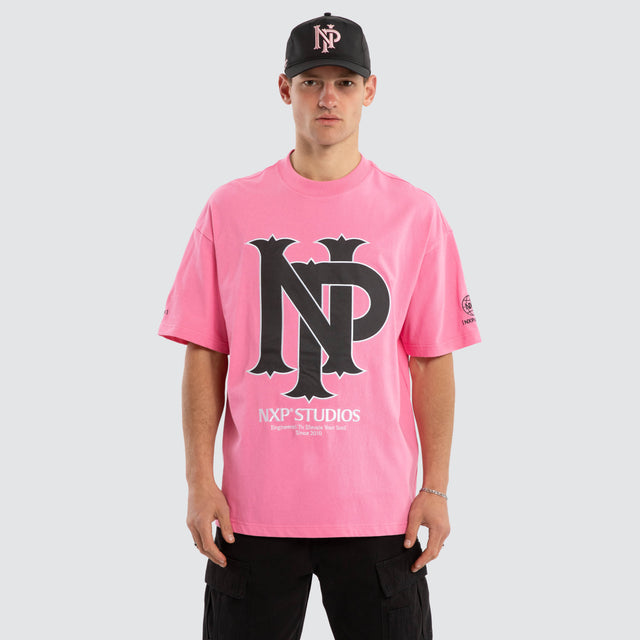 Model wears Preach Raptor Tee Pink T-Shirts in Pink - Image 1