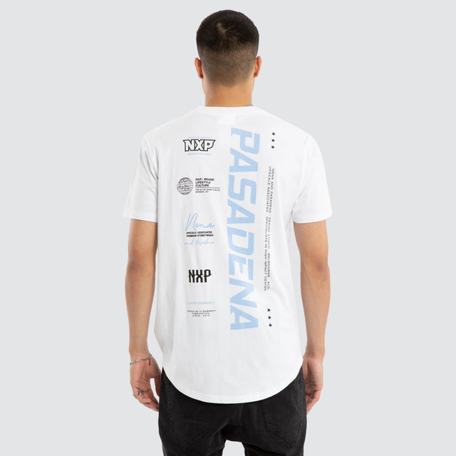 Model wears Unified Curved Hem Tee Optical White T-Shirts in White - Image 1