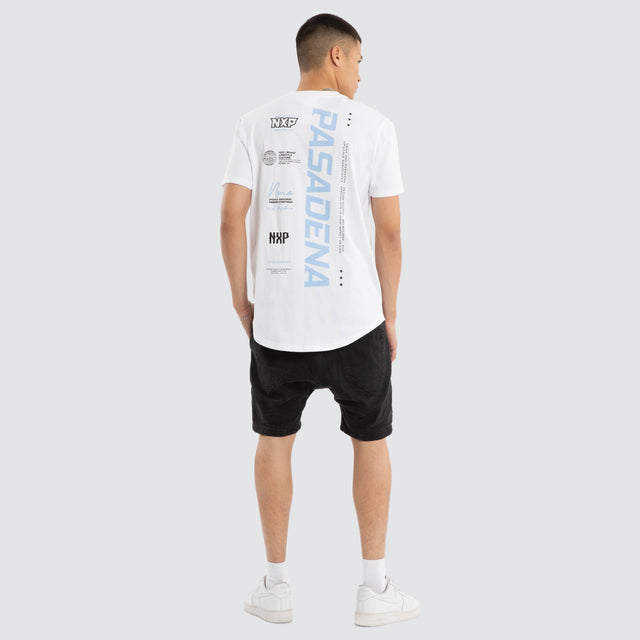 Model wears Unified Curved Hem Tee Optical White T-Shirts in White - Image 5