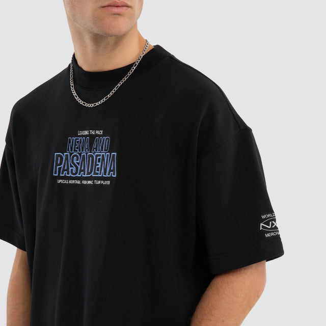 Model wears Certified Loopback Raptor Tee Anthracite Black T-Shirts in Black - Image 3