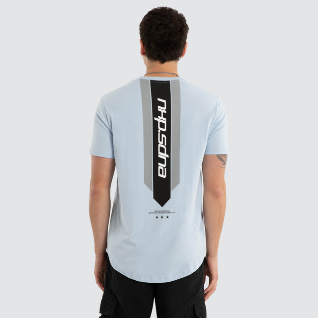 Model wears Central Dual Curved Tee Skyway T-Shirts Blue – image 3