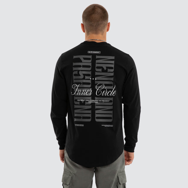 Model wears Dynamic Dual Curved LS Tee Jet Black Longsleeve T-Shirts  – image 1