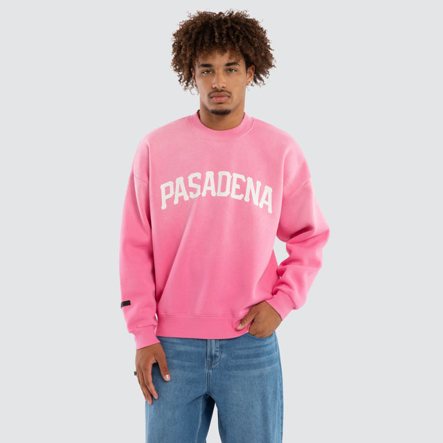 Model wears Halo Box Fit Sweater Sunbleached Sachet Pink Jumpers Pink – image 3
