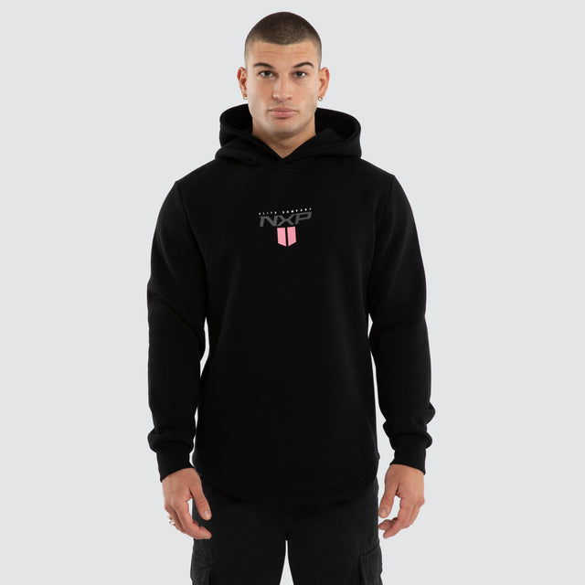 Crew Dual Curved Hoodie Jet Black