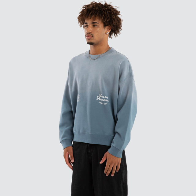 Model wears Nivalis Box Fit Sweater Sunbleached Agean Blue Jumpers Blue – image 4