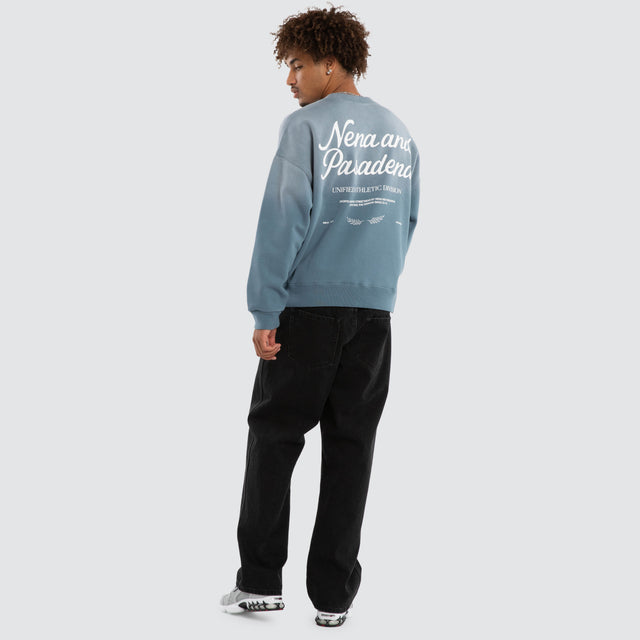 Model wears Nivalis Box Fit Sweater Sunbleached Agean Blue Jumpers Blue – image 5