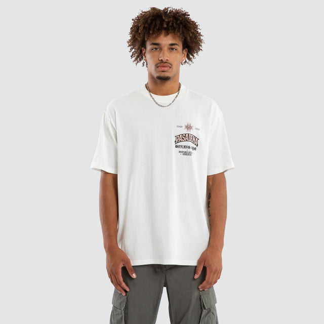 Model wears Albus Box Fit Tee Natural White T-Shirts White – image 2