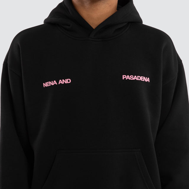 Model wears Neonix Relaxed Fit Hoodie Jet Black Hoodies Black – image 3