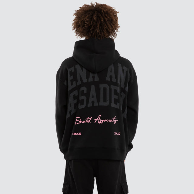 Model wears Neonix Relaxed Fit Hoodie Jet Black Hoodies Black – image 1