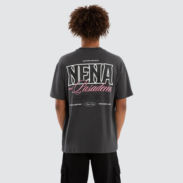 Model wears Maurosa Box Fit Tee Asphalt T-Shirts Grey – image 1