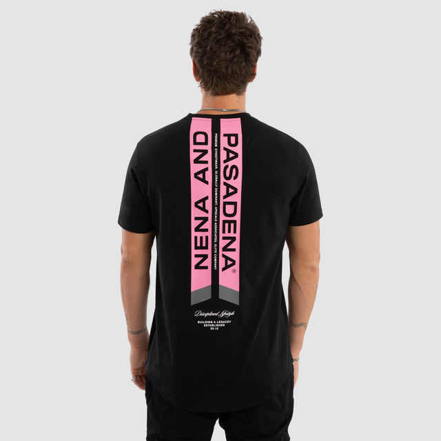 Model wears Lysis Dual Curved Tee Jet Black T-Shirts Black – image 2