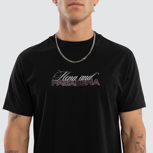 Model wears Crimson Dual Curved Tee Jet Black T-Shirts Black – image 3